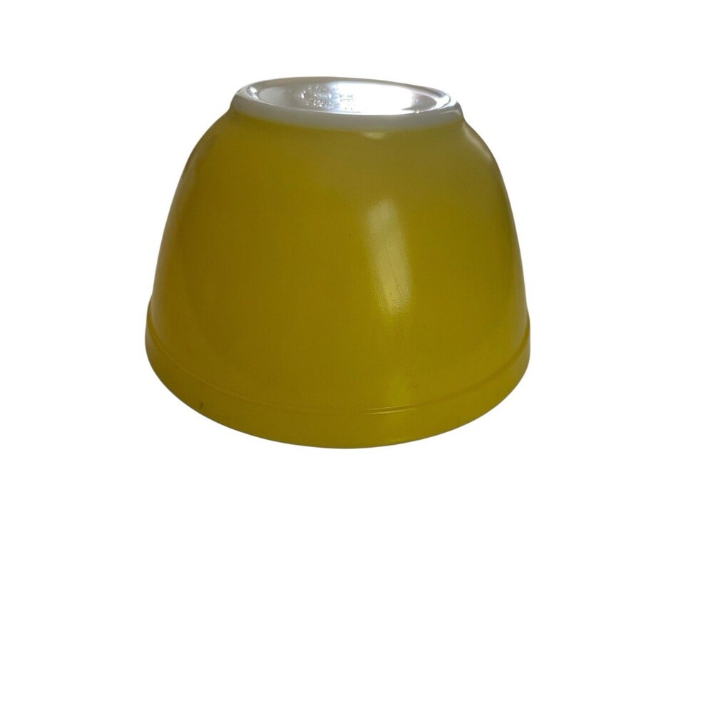Pyrex 401 Mixing Bowl Solid Primary Yellow White Glass Dish 1-1/2 Pt.